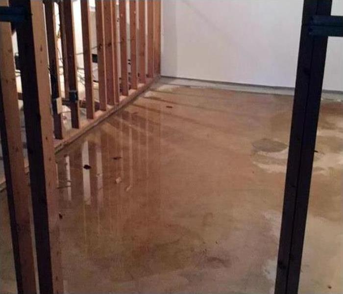 wet floor, standing water, drywall removal